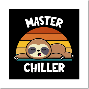 Kawaii Sloth - Master Chiller | Funny Sloth Sunset Posters and Art